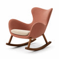 Mecedora de Poliéster Rosa con Estructura de Madera