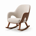 Mecedora de poliéster beige con base de madera