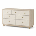 Cómoda de madera con 7 cajones beige