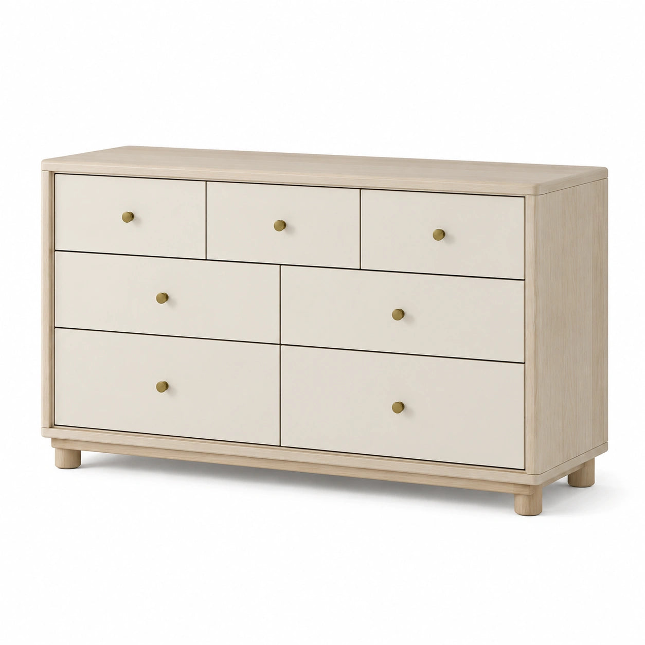 Cómoda de madera con 7 cajones beige