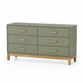 Aparador de MDF con 6 Cajones Verde 120x40x75 cm