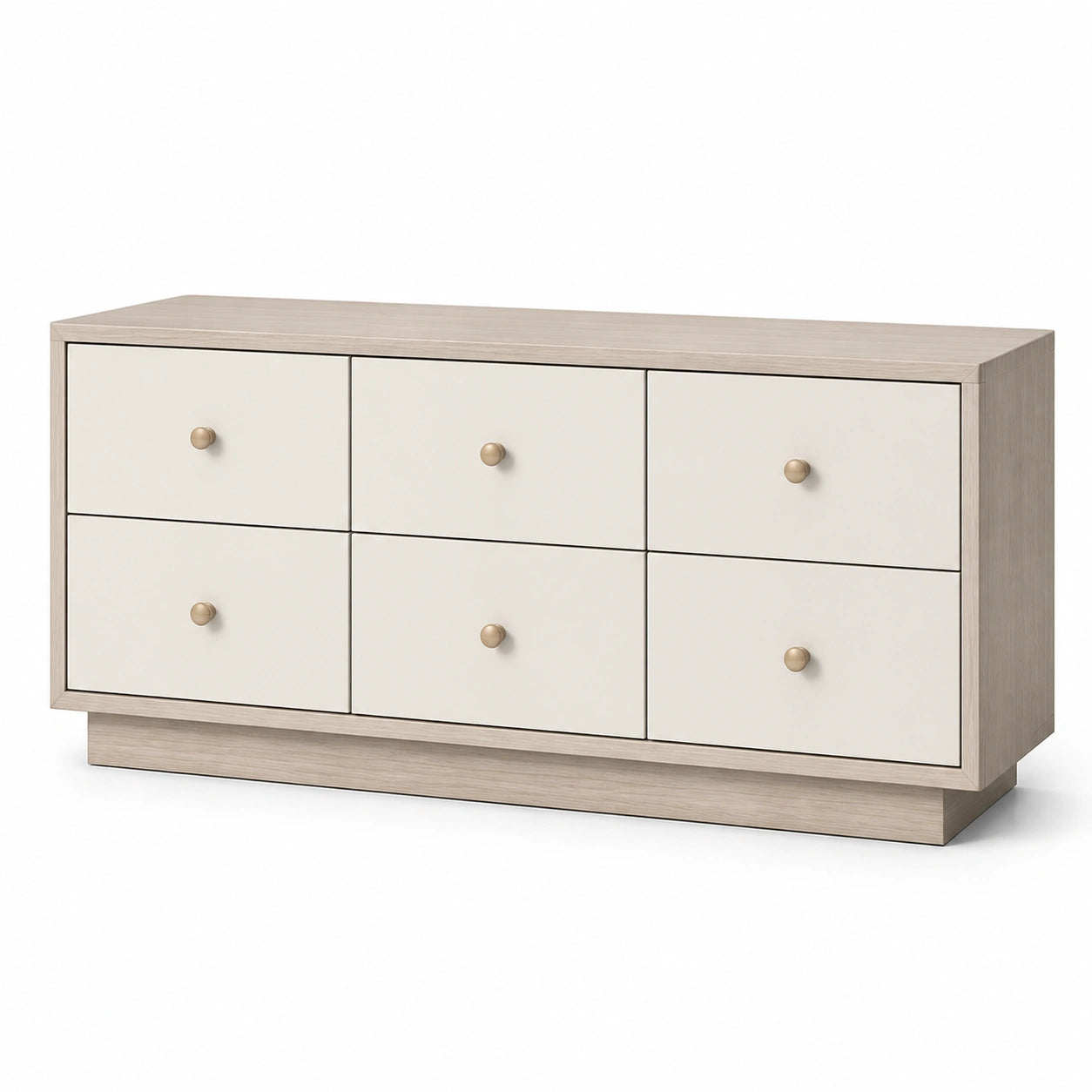 Cómoda de Madera con 6 Cajones Crema