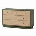 Cajonera de Madera de Roble y MDF con 7 Cajones Verde 120x80x40cm