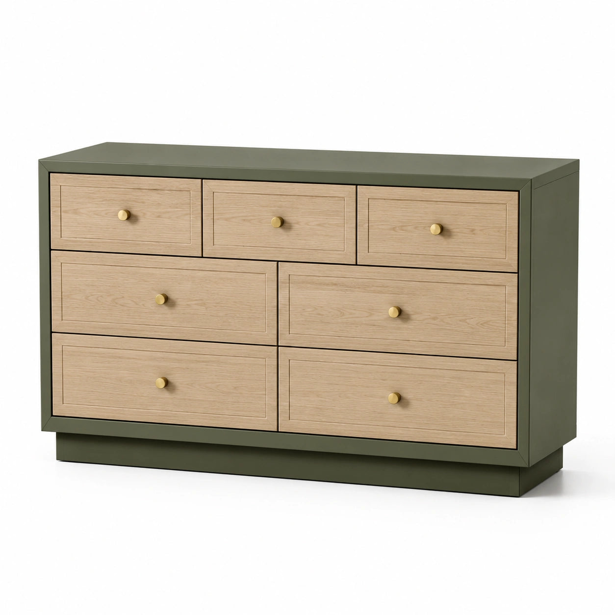 Cajonera de Madera de Roble y MDF con 7 Cajones Verde 120x80x40cm