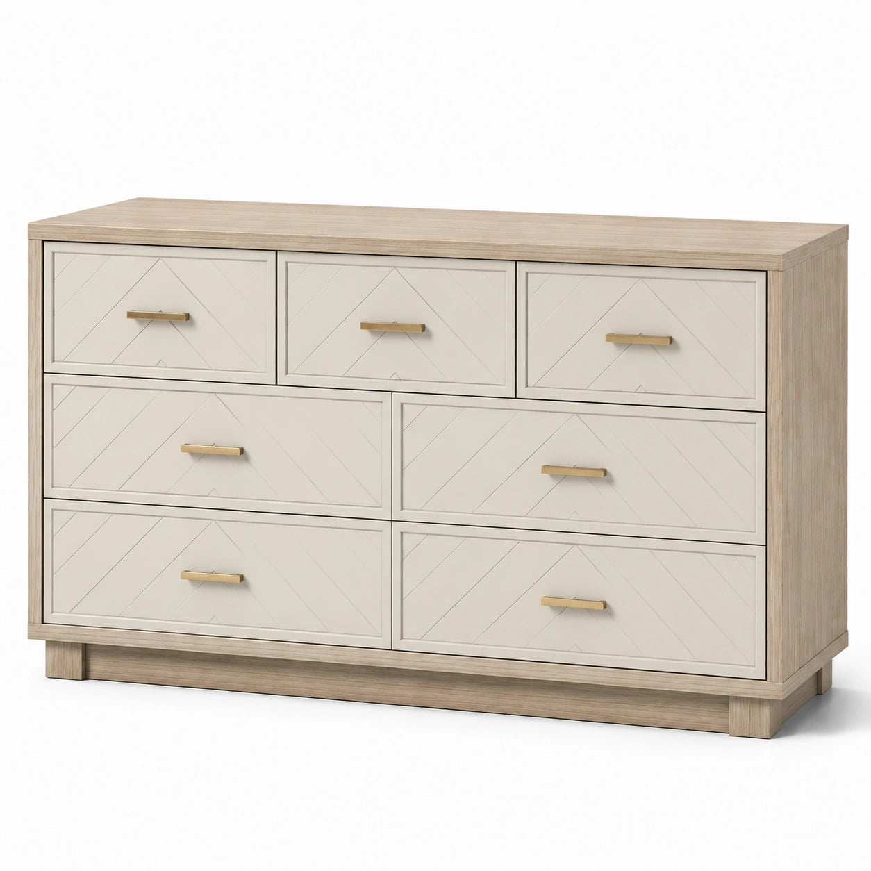 Cómoda de Madera de Roble con 6 Cajones Beige y Marrón