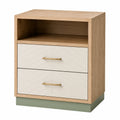 Mesita de Noche de Madera con 2 Cajones y Estante Abierto