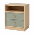 Mesita de Noche de Madera y MDF con Cajones Verde