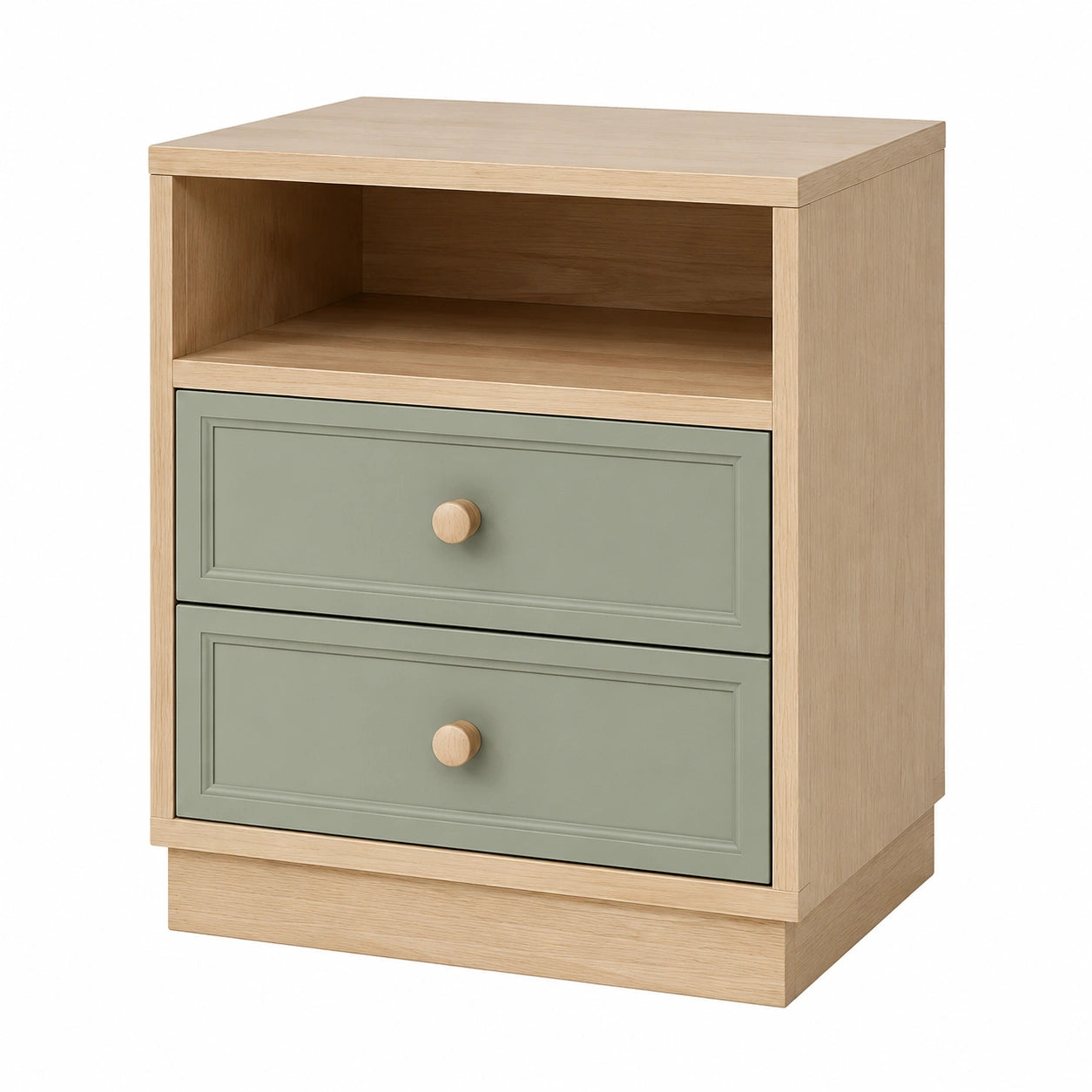 Mesita de Noche de Madera y MDF con Cajones Verde
