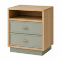 Mesita de noche de Madera de Roble y MDF Verde 60x40x70 cm