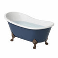 Bañera Independiente de Acero Azul con Patas de Latón 150 cm