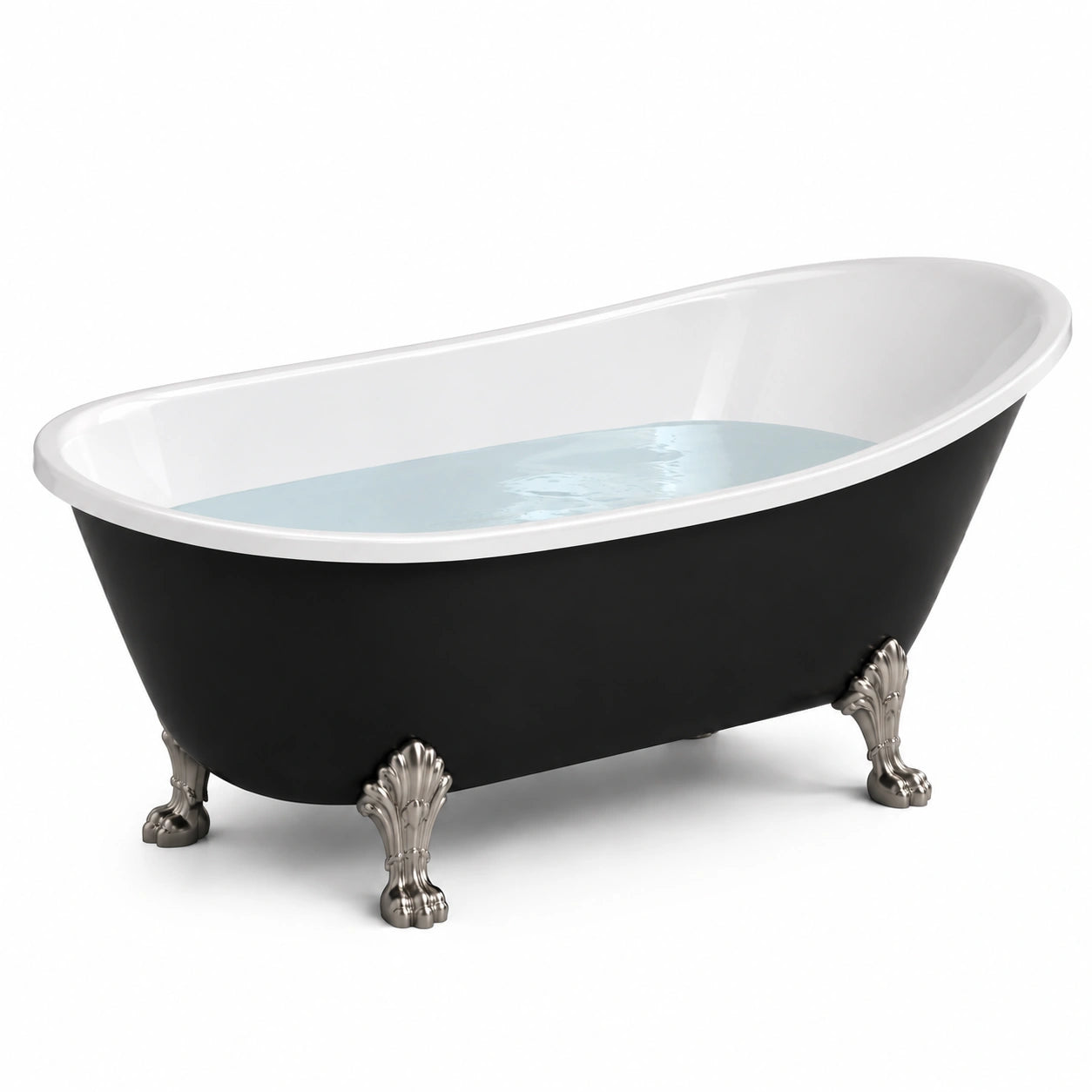 Bañera Negra de Hierro Fundido con Pies de Garra 170x75x58 cm