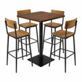 Conjunto de Mesa Alta de Madera y Metal con 4 Sillas