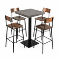 Conjunto de Mesa Alta y Sillas de Metal y Madera