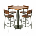 Juego de mesa alta y sillas de madera y metal, Marrón y Verde