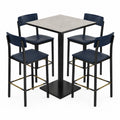 Conjunto de Mesa Alta y Sillas de Metal y Madera Azul/Negro