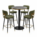 Juego de Mesa Alta de Mármol con 4 Taburetes Verde