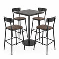 Conjunto de mesa alta y 4 taburetes de metal y madera