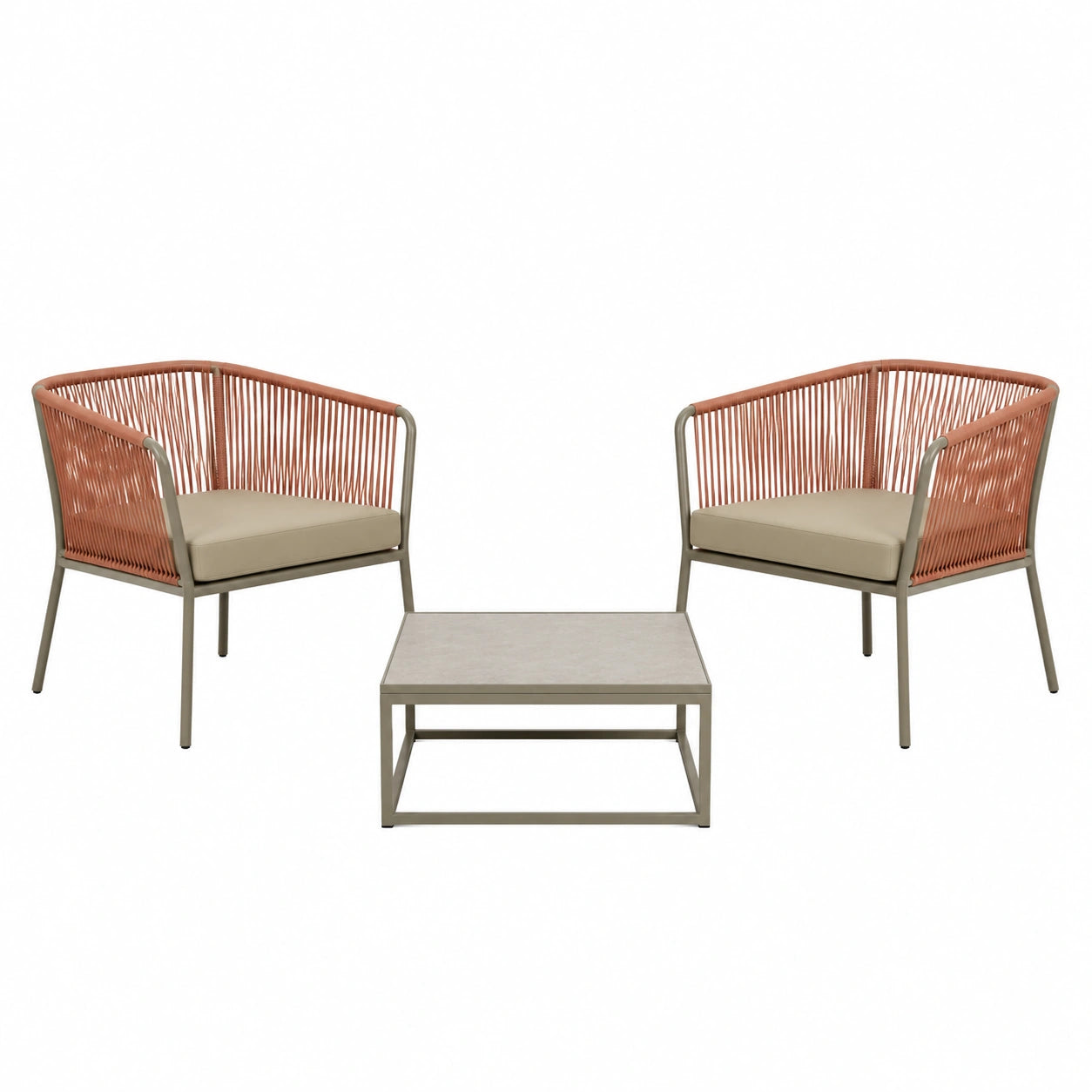 Conjunto de muebles de jardín con sillones de aluminio y mesa baja