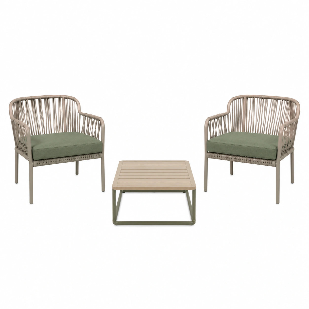 Set de Muebles de Jardín con Sillones de Ratán Sintético y Mesa Cuadrada