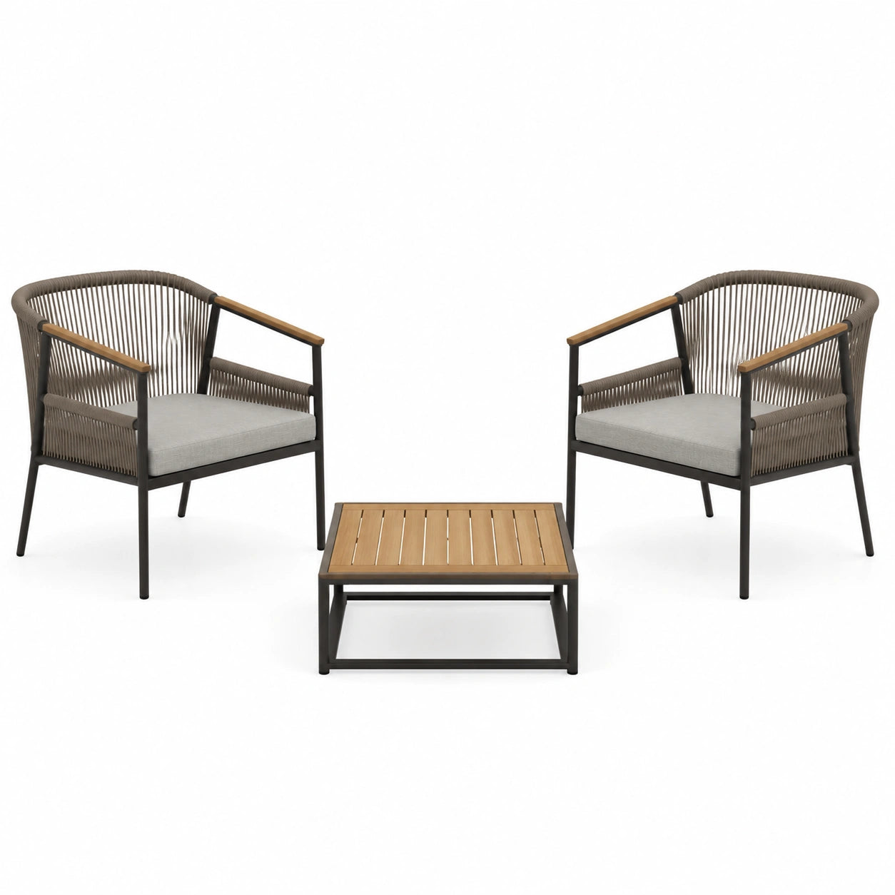 Conjunto de exterior de aluminio con sillones y mesa de centro