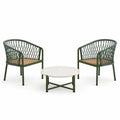 Conjunto de Muebles de Jardín de Metal y Ratán con Mesa Redonda