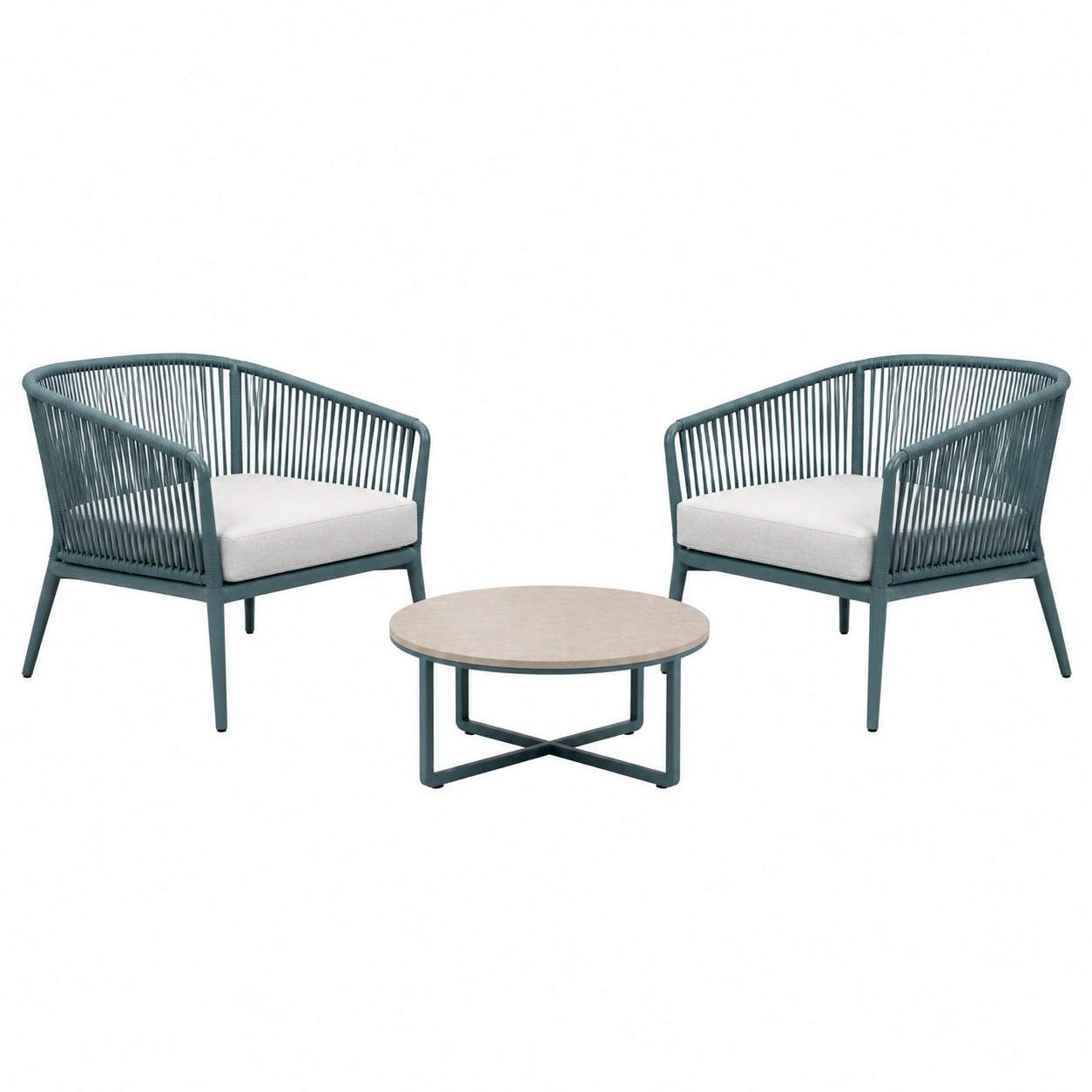 Conjunto de Muebles de Jardín de Aluminio Gris Azulado