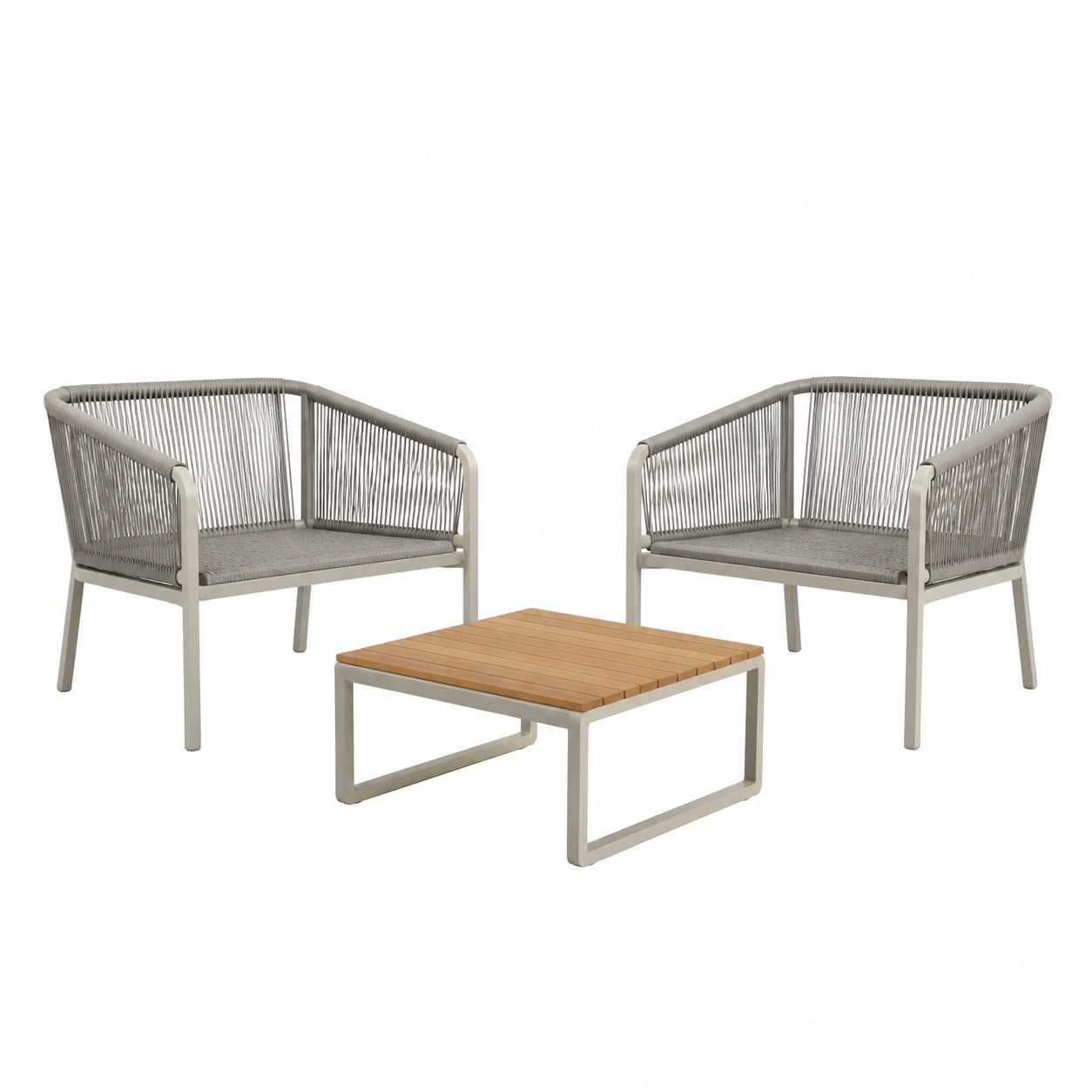 Conjunto de Muebles de Jardín de Aluminio, Cuerda y Madera de Teca