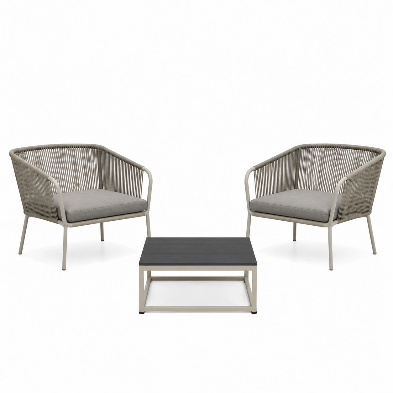Conjunto de Muebles de Jardín de Aluminio y Cuerda