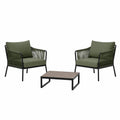 Conjunto de sillones y mesa de exterior en aluminio y madera Verde/Negro