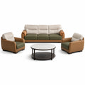 Conjunto de Sofá de 3 Plazas y Sillones de Cuero Sintético con Mesa Redonda