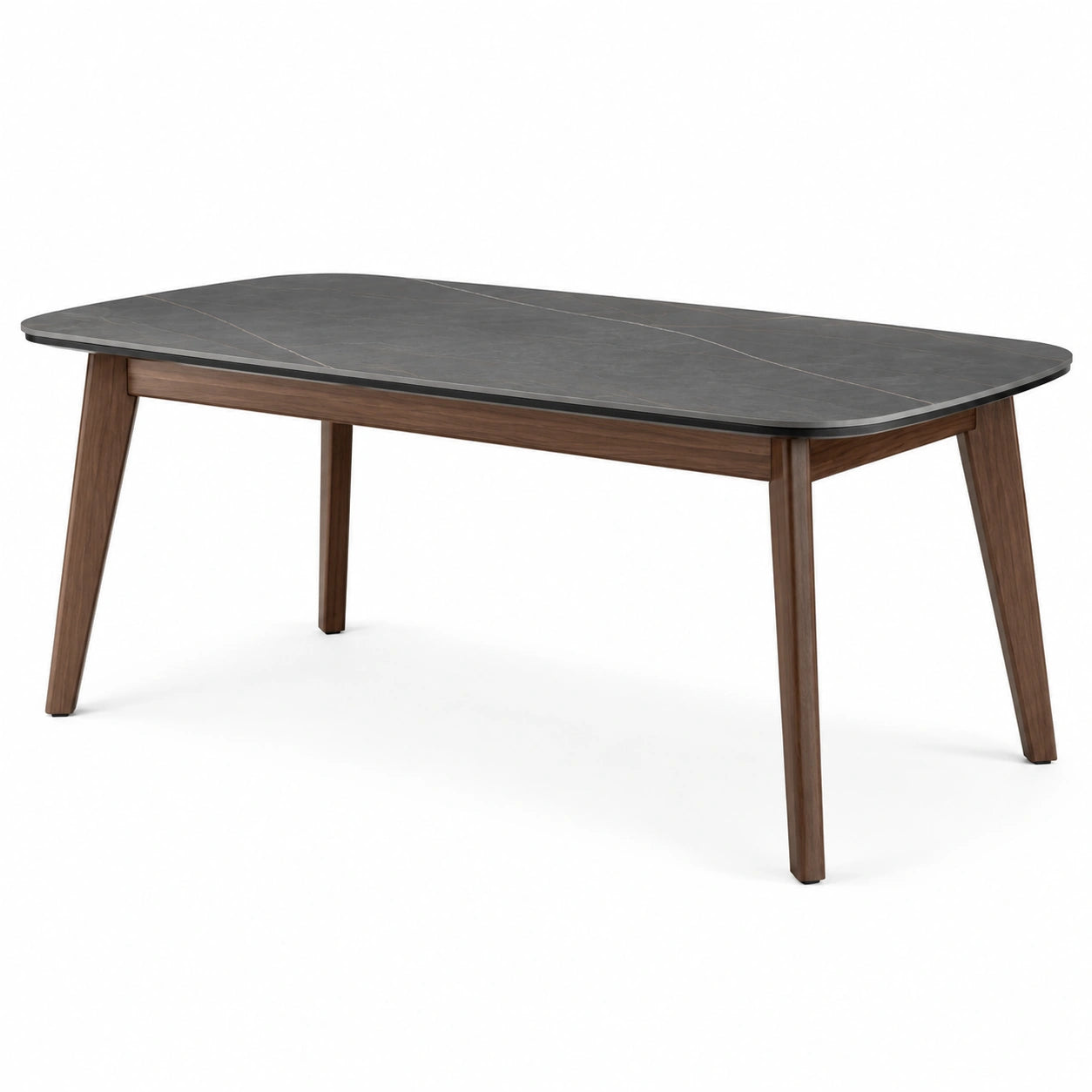 Mesa de comedor de cerámica gris y madera 150x90x75 cm