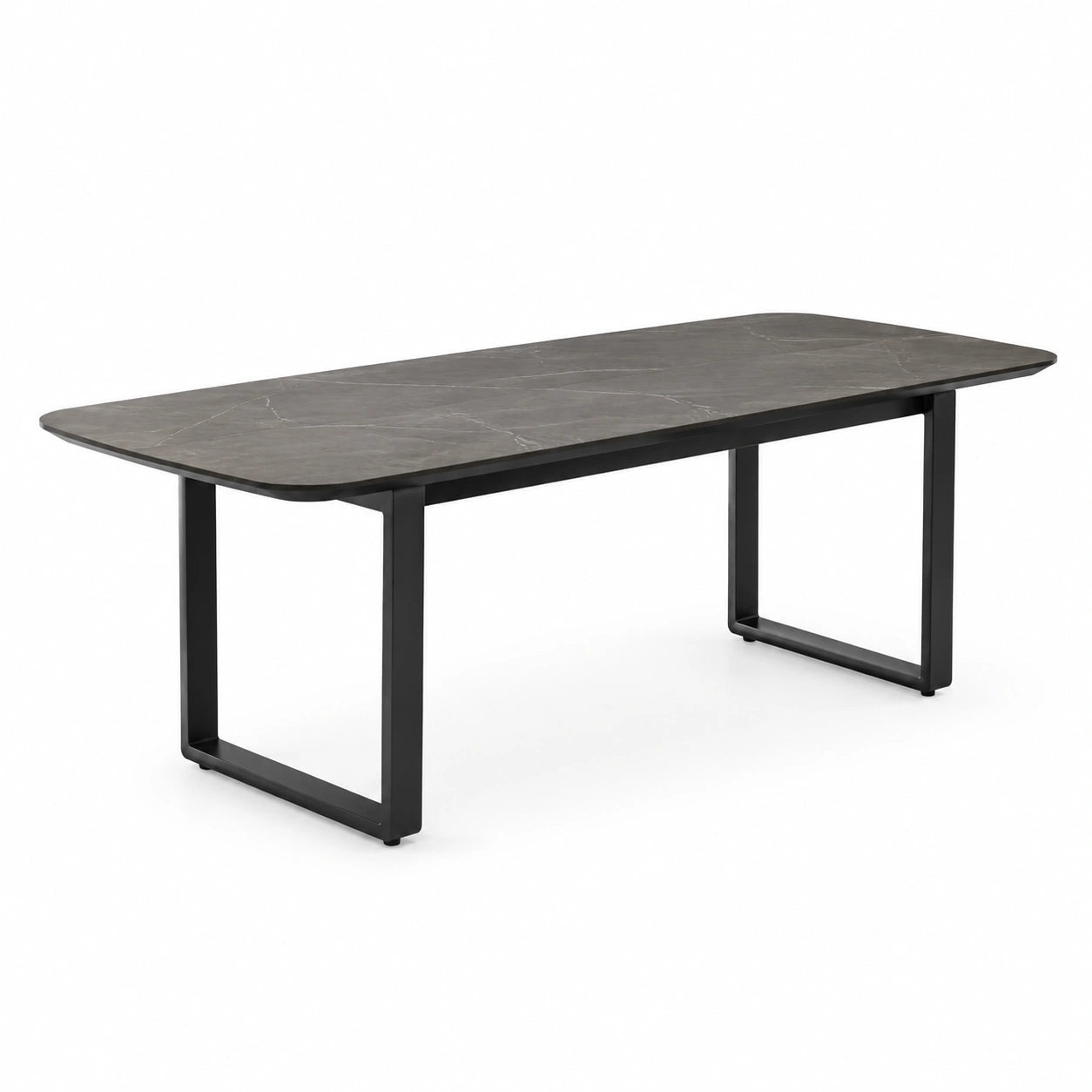 Mesa de comedor de mármol marrón y metal 200x90 cm