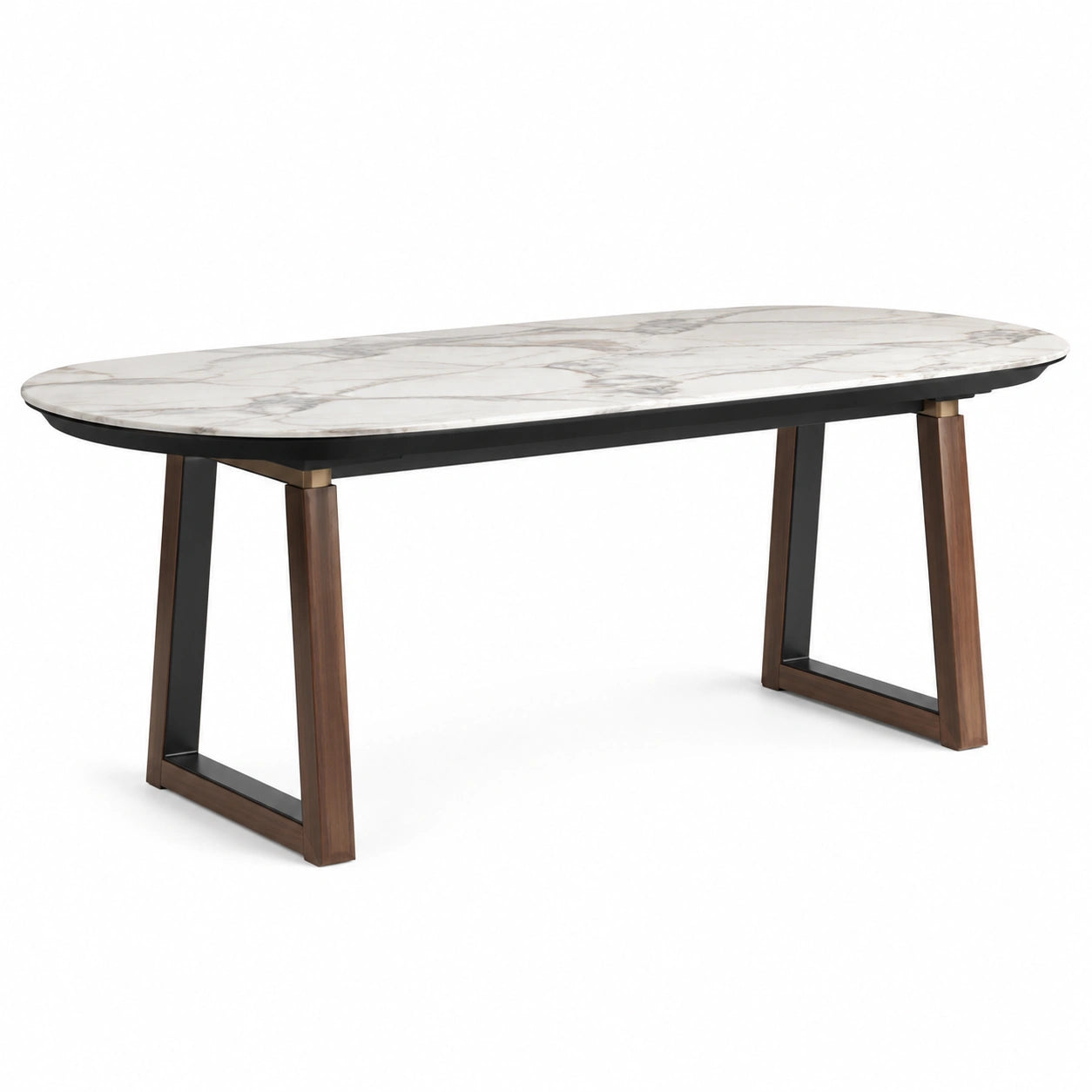 Mesa de comedor de mármol blanco con patas de madera