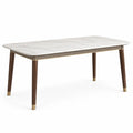 Mesa de comedor de mármol con patas de madera