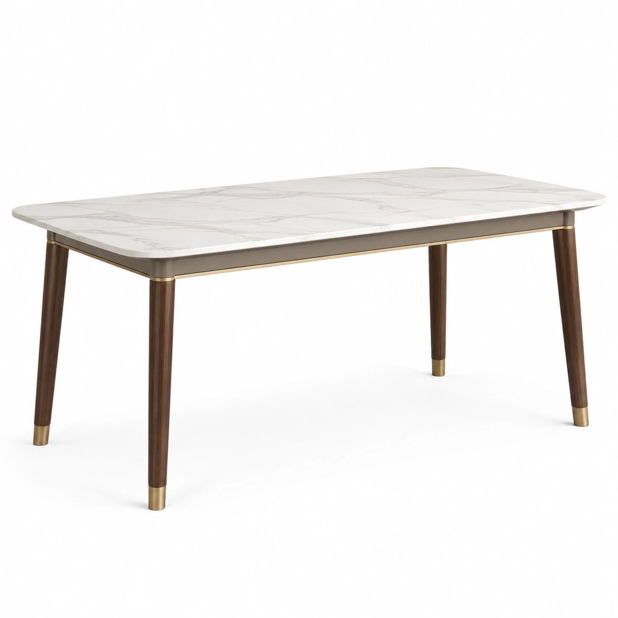 Mesa de comedor de mármol con patas de madera