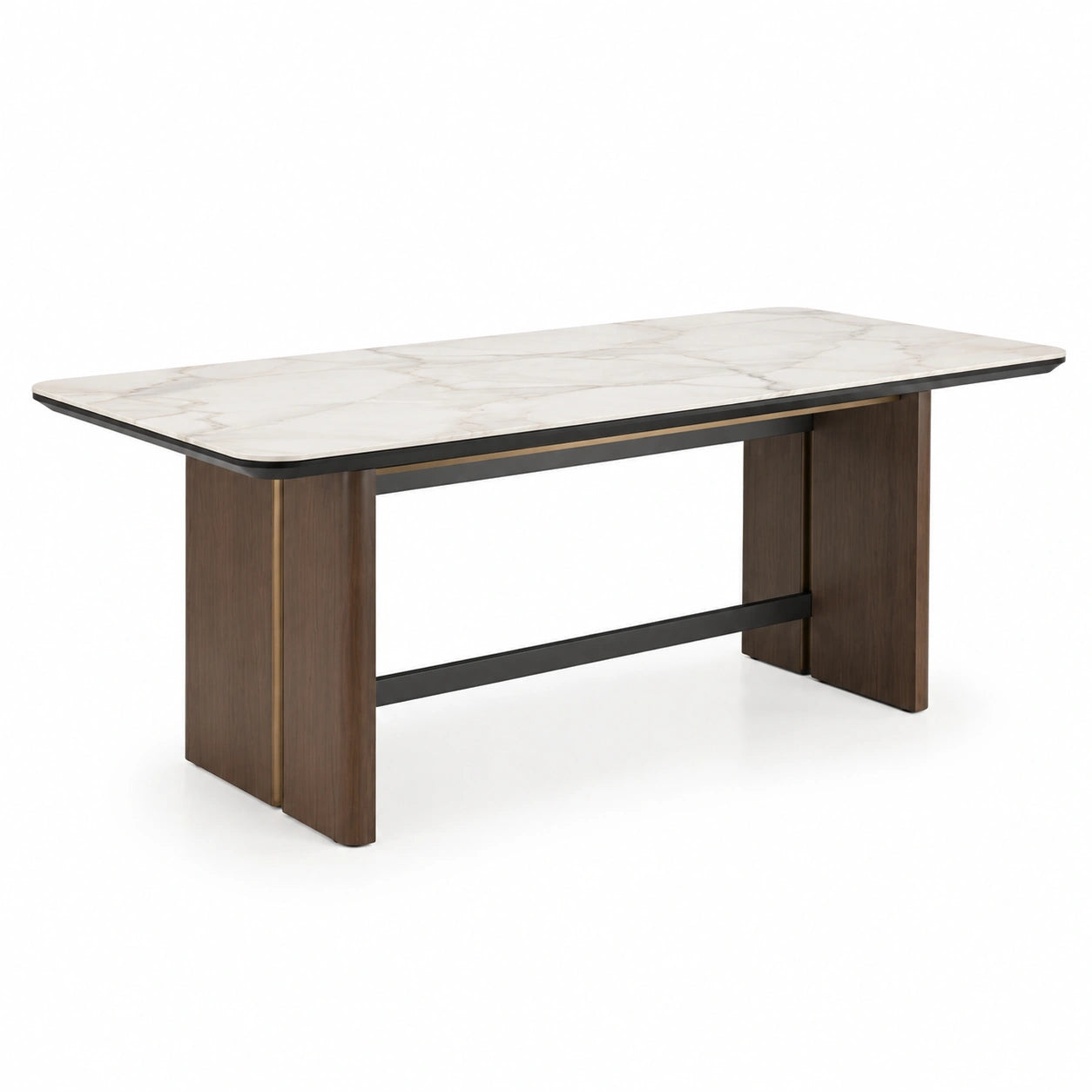 Mesa de comedor de mármol y madera 200x100x75 cm