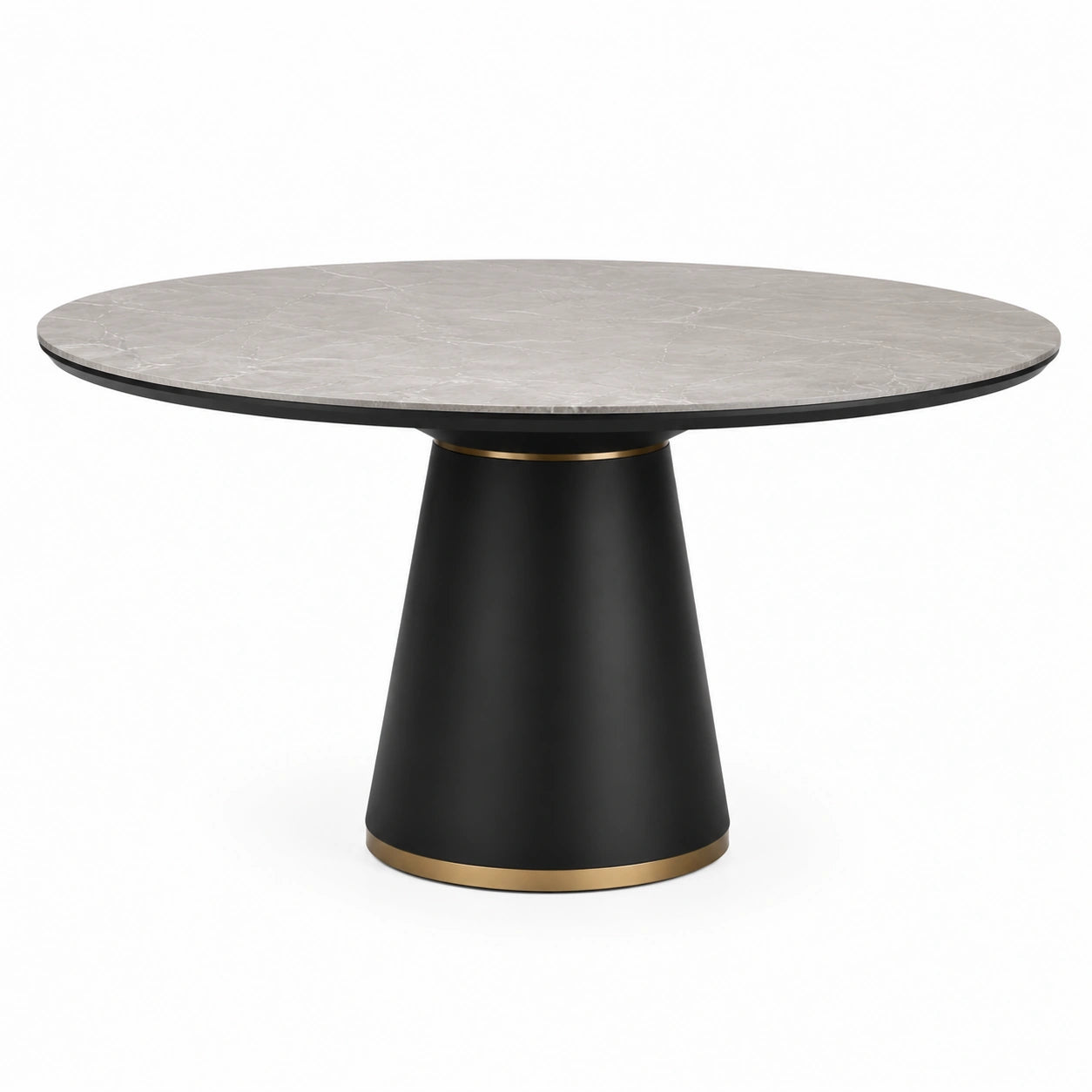 Mesa redonda de mármol y metal, diámetro 120 cm, altura 75 cm