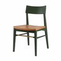 Silla de Metal Verde Oscuro con Asiento de Roble