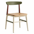 Silla de Madera de Roble y Metal Verde, Crema y Marrón