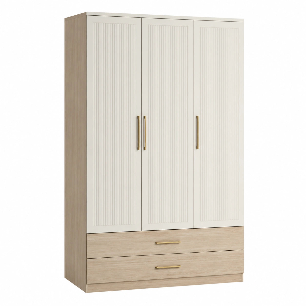 Armario de 3 Puertas y 2 Cajones de Madera y MDF 180x120x55 cm