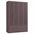 Armario de 4 puertas MDF Marrón con manijas metálicas y 2 cajones 200x150x60cm