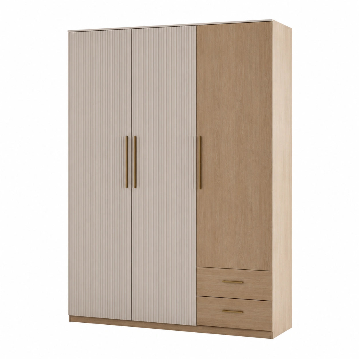 Armario de Madera con Tres Puertas y Dos Cajones