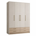 Armario de Melamina con 4 Puertas y 4 Cajones Beige