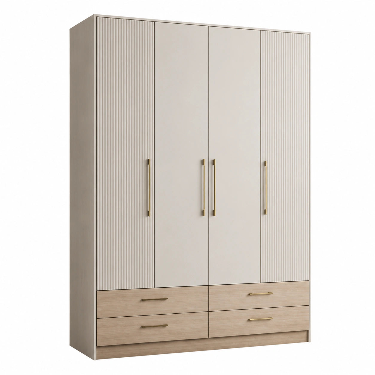 Armario de Melamina con 4 Puertas y 4 Cajones Beige