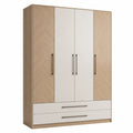 Armario de 4 puertas de aglomerado con melamina 200x150x60 cm Roble y Blanco