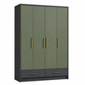 Armario de Madera MDF Verde y Negro con Puertas y Cajones