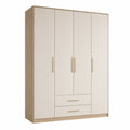 Armario de Madera Aglomerada Beige con 4 Puertas y 2 Cajones