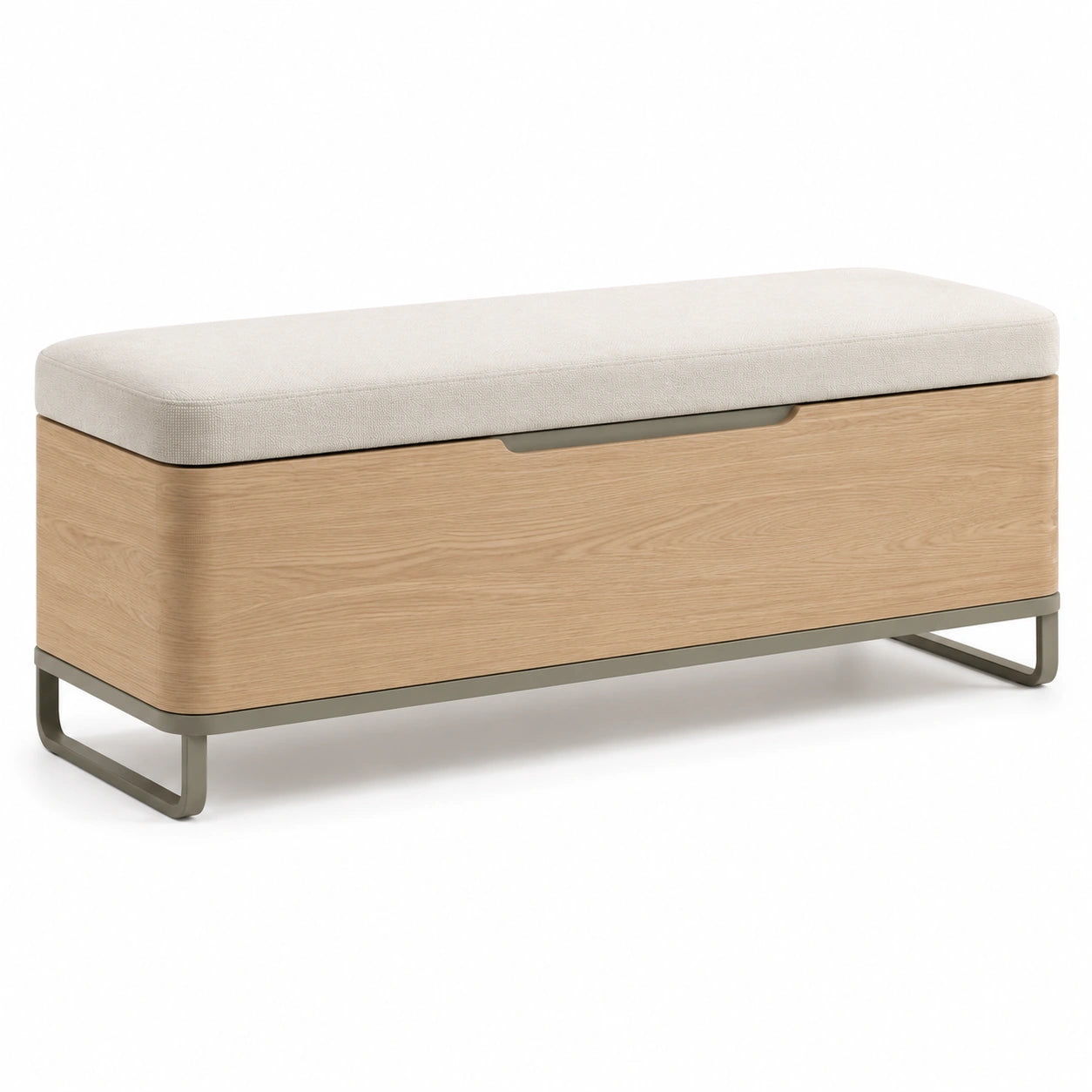Banco de Almacenamiento Tapizado Beige Roble y Metal
