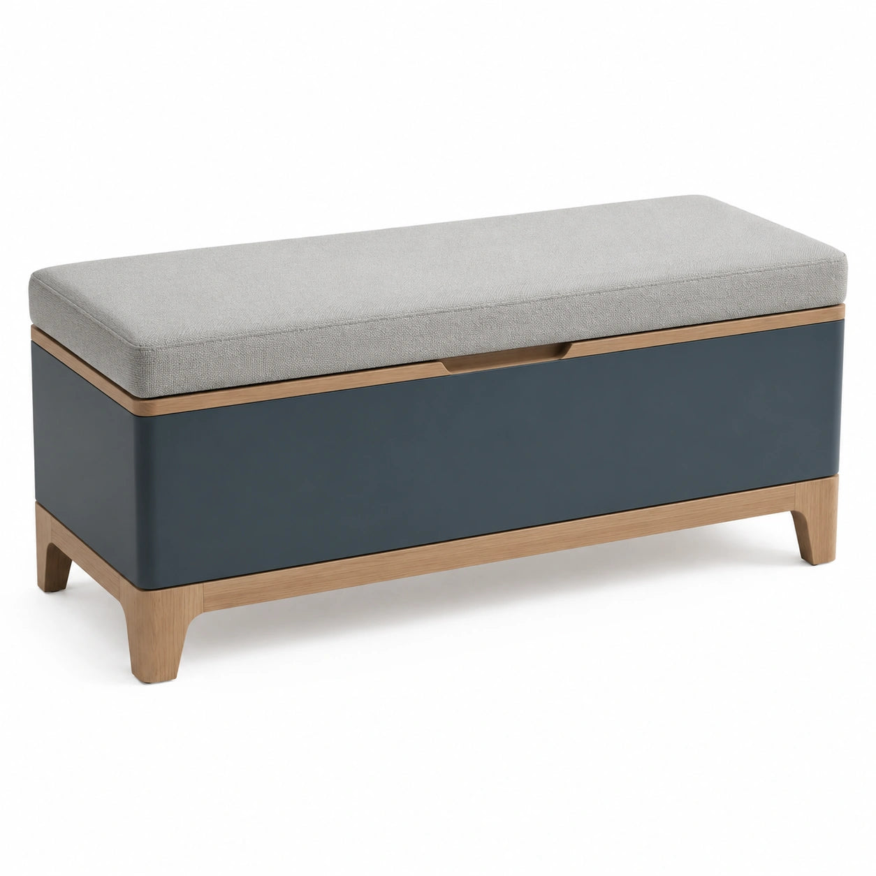 Banco de Almacenamiento de Madera con Asiento Gris