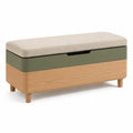 Banco de almacenamiento de poliéster y madera de roble 120x40x45 cm